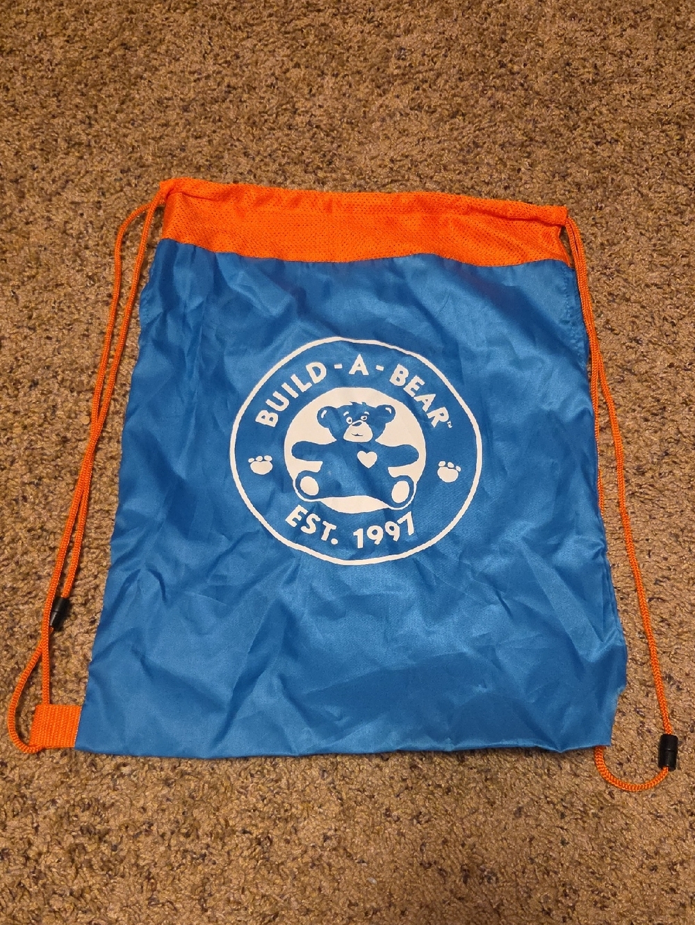 Blue and Orange Drawstring Backpack - Stuffy Arm Holes